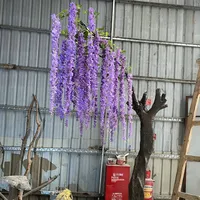 Arbre de fleurs de glycine en soie artificielle grande décoration de Noël violette écologique haute simulation feuilles intérieur/extérieur