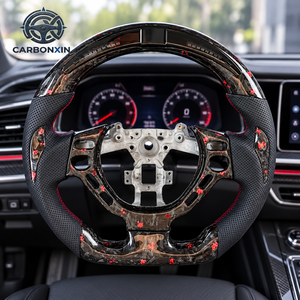 พวงมาลัยรถสปอร์ตสีแดงหุ้มหนังคาร์บอนไฟเบอร์ฟอร์จแบบกำหนดเองสำหรับ Nissan R35 GTR 370Z Z34 350Z Patrol Armada Y62 - Product Image 3