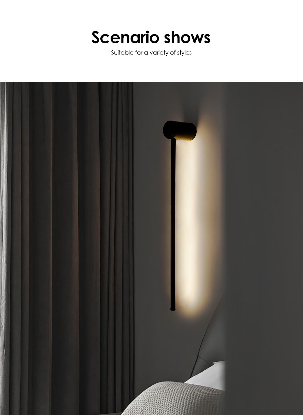 Modern Line Lamp Simple Rotatable Iron Black Warm Led Aluminum Minimalist Decorative Wall Lamp For Bedroom