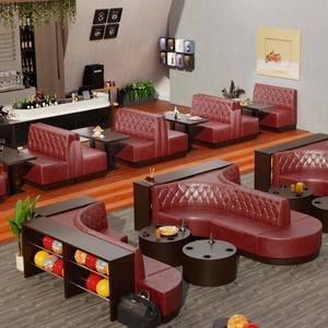 Ensemble de mobilier de restaurant en cuir pour parc d'attractions intérieur SP-KS495 - Product Image 1