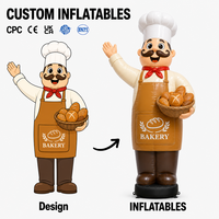 Danseur gonflable publicitaire personnalisé pour événements, personnage de boulanger, publicité gonflable sur mesure pour la promotion