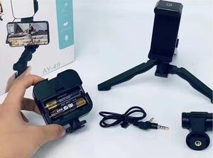 Vicsound AY-49ポータブル三脚スタンド携帯電話ホルダーライトとマイク付きライブVlogging - Product Image 4