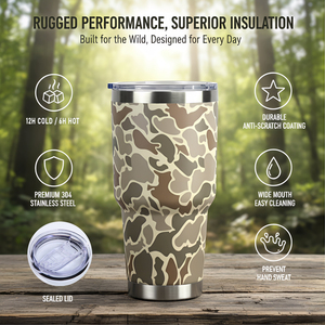 Botella de Agua Deportiva de Acero Inoxidable con Tapa, Camuflaje con Diseño de Pato, Personalizable con Logotipo, 12oz 20oz 30oz, Impresión UV 3D - Product Image 2