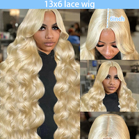 Wig Rambut Asli Manusia HD Transparan 13x6 613 Body Wave Honey Blonde Lace Frontal, Wig Lace Front 13x4 Brasil untuk Wanita