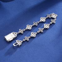 Farbiges Kreuzblumen-Armband 925 Silber Vergoldet Micro Pave CZ Diamant Iced Out Hip-Hop Tennis Gliederketten-Armband für Männer