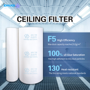 แผ่นกรองฝุ่นเพดานโพลีเอสเตอร์สังเคราะห์ทนไฟ F5 EU5 600G หนา 22 มม.-25 มม. ขนาด 0.3 ไมครอน สำหรับห้องพ่นสี - Product Image 2