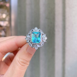 Dainty Eco-friendly Barss Floral Ear Ring and Pendant <b>Set</b> 8*8MM Blue Zircon Flower Geometric Jewelry <b>Set</b> for Modern Style - Product Image 3