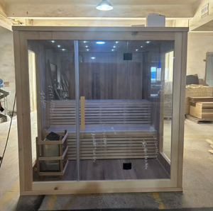 Cómoda Sala de Sauna de Infrarrojos Lejanos con Calefactor de Carbón de Madera Sólida para Exteriores, para <span class=keywords><strong>2</strong></span> Personas, con Luz Roja, para Uso en Villas - Product Image 4