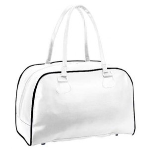 Borsa sportiva bianca con finiture nere e doppi manici per palestra o viaggi - Product Image 1
