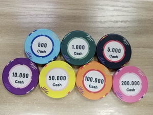 Jetons de poker en céramique <span class=keywords><strong>Casino</strong></span> Del Sol de style européen, design personnalisé, durables, 14g, 10000 unités, avec support intégré - Product Image 6