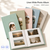 Album photo de mariage DIY en lin avec fenêtre cintrée, 60 pochettes pour Instax Wide 400/300/210, PET sans BPA, livre d'or personnalisé OEM