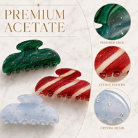 Pince à cheveux en acétate Ume de 10,5 cm avec logo personnalisé, motif flocon de neige et canne à sucre, forte tenue, cadeau personnalisé pour femme, vente en gros