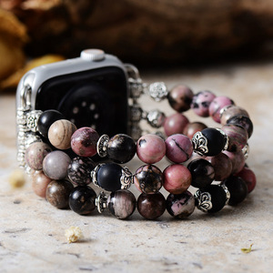 Bracelet de montre Apple en pierre naturelle perlée, plaqué or, élastique, bijoux bohèmes pour Apple Watch 40 mm 44 mm - Product Image 3