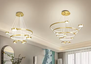 Precio al por mayor novedoso diseño anillos candelabro comedor LED círculo redondo luz colgante - Product Image 3