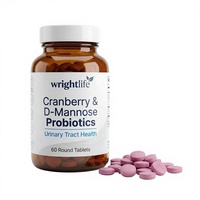 Wrightlife Probiotiques Canneberge & D-Mannose pour la Santé des Voies Urinaires et le Bien-être Féminin Adulte 500mg 60 Capsules Rondes