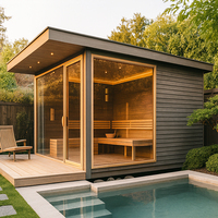Elegante Infrarot- und Nass-Outdoor-Sauna mit Rotlichttherapie und Außenkabine für Wellness im Garten