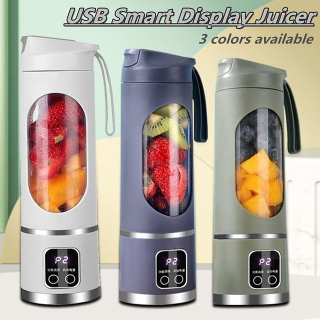 Portable Mini Electric Juicer with 4 Blades and 1500mAh USB Hot-Selling for Outdoor Travel and Household Fruit Juicing