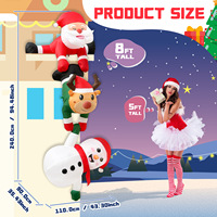 Décoration de jardin de Noël LED de 8 pieds, Père Noël tirant un renne, bonhomme de neige, accessoires gonflables en polyester, ornement de Noël