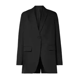 メンズ特大ワンボタンカジュアルテクニカルスーツジャケット (ブラック)