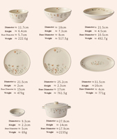 Service de table en céramique florale, vaisselle peinte à la main avec des motifs de fleurs sauvages, ensemble d'assiettes et de bols en porcelaine avec une casserole pour la maison