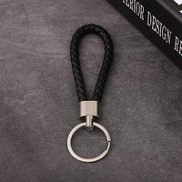 Gantungan Kunci Kulit Kepang Desain Sederhana PU Anyaman Logam Paduan Tali Buatan Tangan untuk Mobil Tas Dompet Aksesoris untuk Wanita Pria Anak-anak