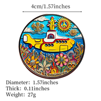 Pièce commémorative en relief double face « Yellow Submarine » 1968, motif « Love Imagination Psychedelic Flower », artisanat métallique, souvenir