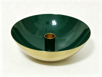Plateau rond en métal pour bougies avec 4 coupelles à bougies, plateau blanc et bord doré, candélabre décoratif pour table