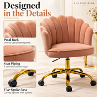 Chaise de bureau en velours à dossier capitonné festonné, pivotante et réglable en hauteur, idéale pour la maison, le bureau ou la chambre à coucher - Vente en gros usine