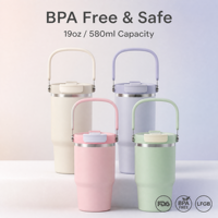 Bouteille isotherme personnalisée avec logo, poignée de transport, en acier inoxydable 316, tasse thermos portable pour femmes et étudiants, double ventouse avec paille