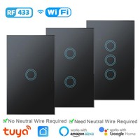 Fabrieks prijs 1/2/3/4-voudige slimme Tuya Zigbee of Wifi gehard glas 10A lichtschakelaar voor thuis systeem nieuw design wandschakelaar draadloos