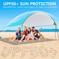 Livraison directe en 48h, tente de protection solaire UPF 50+, tente de camping pliable en aluminium, imperméable, coupe-vent, 4,2 m, 3 chambres