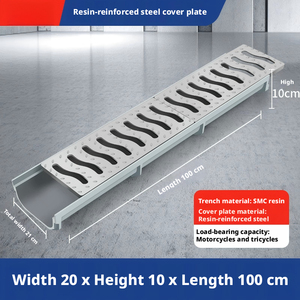 Canal de drenaje de resina SMC de 100*20*10cm, adecuado para sistemas de drenaje en construcción de ingeniería exterior. - Product Image 3