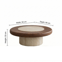 Table en bois massif pour salon, table en bois minimaliste, table basse moderne en placage, table à thé ronde, ensembles de tables basses pour la maison