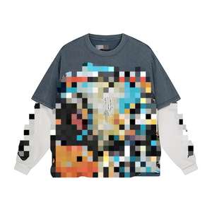 T-shirt <span class=keywords><strong>GOD</strong></span> American SPEED Streetwear <span class=keywords><strong>Rock</strong></span> Retro con Stampa di Lettere, Effetto Lavato e Consumato, Oversize, Manica Lunga, 100% Cotone, Stile Hip Hop - Product Image 3