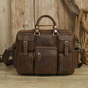 Sac Ando vintage en cuir de vache véritable, sacoche pour ordinateur portable 15 pouces, sac messager à bandoulière - Product Image 1