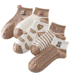 Brown Bear Pattern Ankle <b>Socks</b> Women Breathable Sweat Absorbing Summer Casual Korean Style Short <b>Socks</b> - Product Image 5