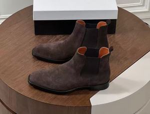 <span class=keywords><strong>Botas</strong></span> Chelsea de Tobillo de Lujo Personalizadas para Hombre en Gamuza de Cuero Genuino <span class=keywords><strong>Amarillo</strong></span> Estilo Occidental Zapatos de Vestir para Otoño Invierno Talla Grande - Product Image 2