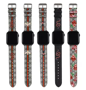 For apple watch printed leather strap replacement wristband printing PU leather watch band