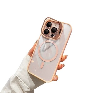 Ốp lưng iPhone 16 Pro Max, giá đỡ ống kính trong suốt, chất liệu acrylic, hút từ tính, mạ điện, bảo vệ, kèm giá đỡ điện thoại, tương thích với iPhone 15 - Product Image 3