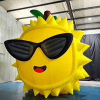 Modèle géant gonflable personnalisé de durian, lunettes de soleil, ballon de dessin animé en forme de fruit, en tissu Oxford résistant à l'eau pour fêtes estivales en extérieur