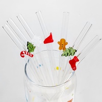 Pailles à boire en verre écologiques pour décorations de Noël, logo personnalisé, couleur personnalisée, pailles en verre pour bar, cocktail, ensembles cadeaux