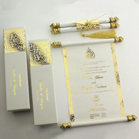 Cartes d'Invitation de Mariage en Rouleau Luxe Unique Nicro Original d'Usine Personnalisées avec Lettre Classique en Parchemin et Ruban à Pompon