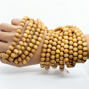 Cuentas de Oración Budistas de Madera de Sándalo, Cuentas Mala Riddhi Siddhi, Pulsera Religiosa Infantil para Aniversario - Product Image 1