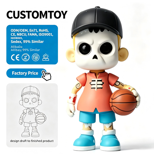 Custom Vinyl Figure Skull Boy Collectible Toy with Backpack Art Designer Action Figure for Display Gift