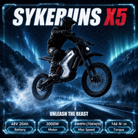 USA Stock SYKERUNS X5 Premium Trail Motorcycle Electric Dirt Bikes for Adults 3000W 48V 20Ah Lithium Battery Weekend Adventure
