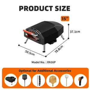 <span class=keywords><strong>Four</strong></span> à pizza multifonction moderne en acier inoxydable de 15 pouces avec grill et plateau tournant, cuisson rapide, table de cuisson, barbecue d'extérieur - Product Image 4