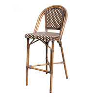Meubles de jardin de café en plein air, cadre en bambou, meubles en rotin synthétique, chaise de bar de bistrot français Paris