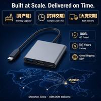 Base de Conexión USB C 3 en 1, HDTV 4K60Hz, PD100W, USB3.0 5Gbps, Sin Controladores, Aluminio, Plug and Play para MacBook, Windows, Linux, Teléfono