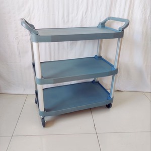 Chariot de service hôtelier en plastique à trois niveaux Shanghe 103x96x50cm, silencieux, pour la livraison de nourriture en milieu commercial - Product Image 3