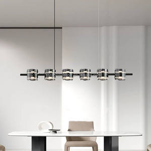 Lustre moderne de luxe à LED dimmable, <span class=keywords><strong>luminaire</strong></span> <span class=keywords><strong>suspendu</strong></span> en verre <span class=keywords><strong>double</strong></span> lumineux pour salle à manger, cuisine, bar - Décoration longue en laiton - Product Image 3